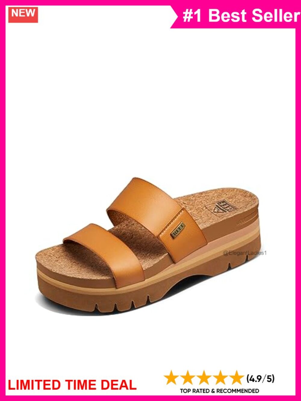 Womens Platform Slide Sandals Cork Footbed Arch Support Vegan Leather